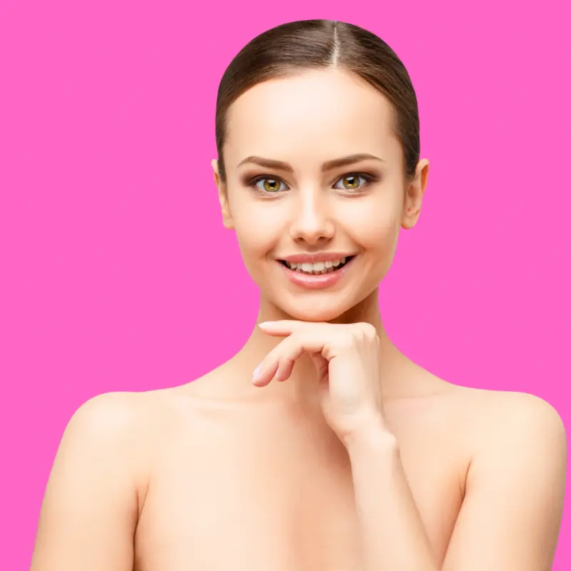 A woman's face after a radiofrequency facial treatment